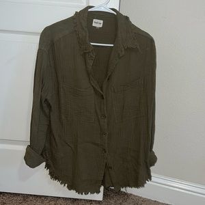 Green gauze button up.